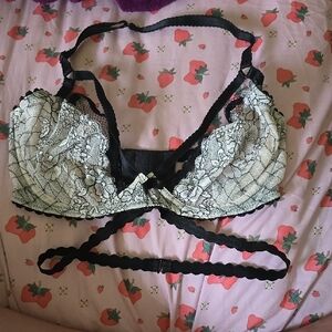 Elegant Black and White Lace Bra